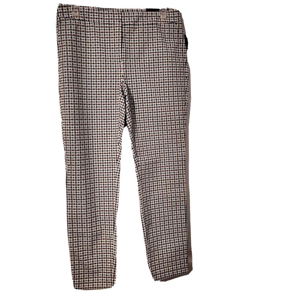 Alfani Pants Womens Ankle Size 8P Petite Tan black Design Dots Career New